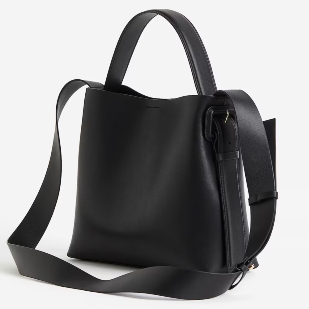 H&M black crossbody Tote Bag with top handle and adjustable strap